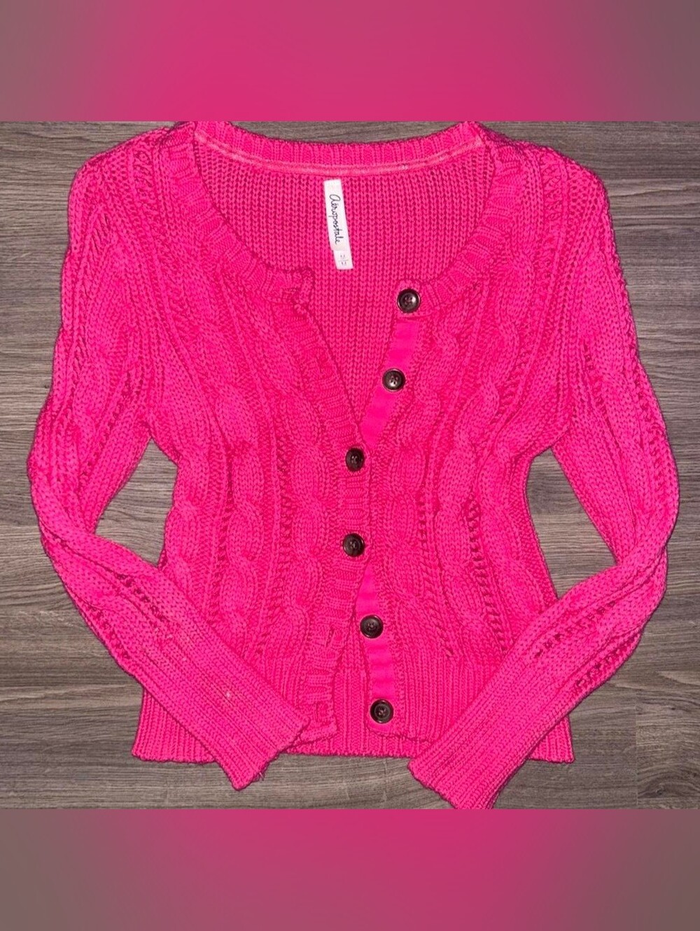 Aeropostale Bright Pink Vintage Y2k Women’s Knit Button-Front Sweater Cardigan